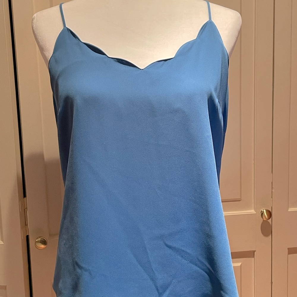 J Crew Factory scalloped racer back top blue size 8